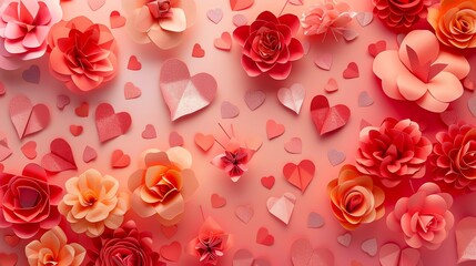 flower heart paper background, valentine background 