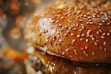 close up of a burger - obrazy, fototapety, plakaty