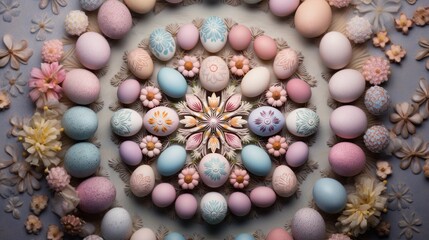 Artistic Easter egg mandala with pastel and natural hues