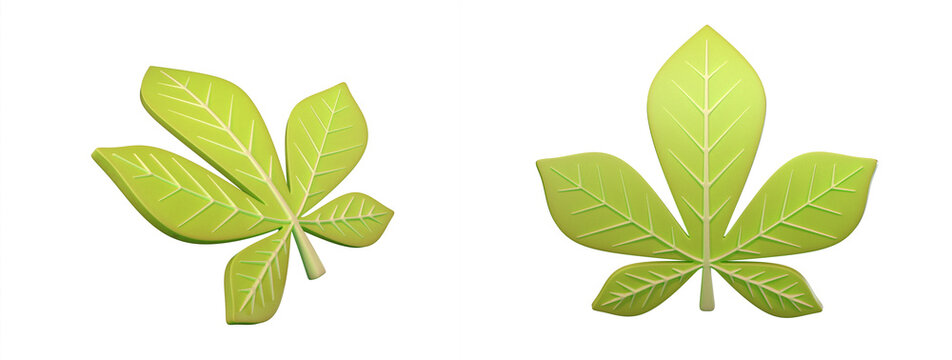 cartoon green leaves on a white background 3d rendering