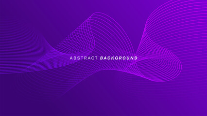 Abstract glowing wave lines on dark purple background. Dynamic wave pattern. Modern flowing wavy lines. Futuristic technology concept. Suit for banner, poster, cover, brochure, flyer, website