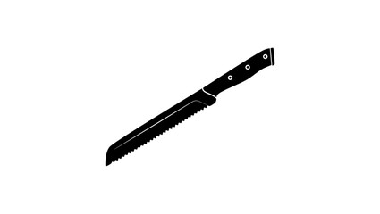 Steel Serrated Knife, black isolated silhouette