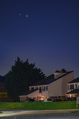 The Great Conjunction an amazing and historical astronomical event. Jupiter and Saturn planets in...