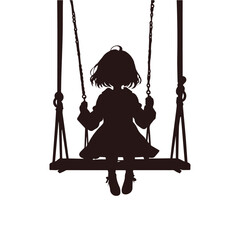 a girl on a swing silhouette