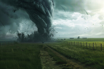 huge tornado on a rural field