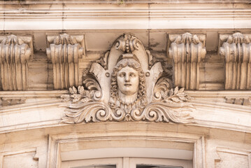 Beautiful bas-reliefs adorning old townhouses in the centre of Nantes, France.