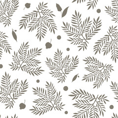 Seamless pattern with hand drawn branches. - 755597178