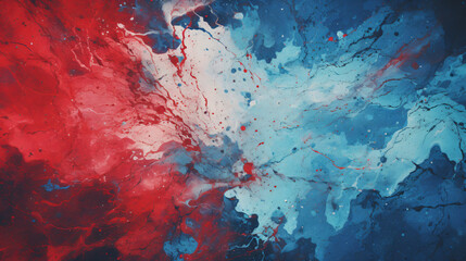 Abstract red and blue paint splatter