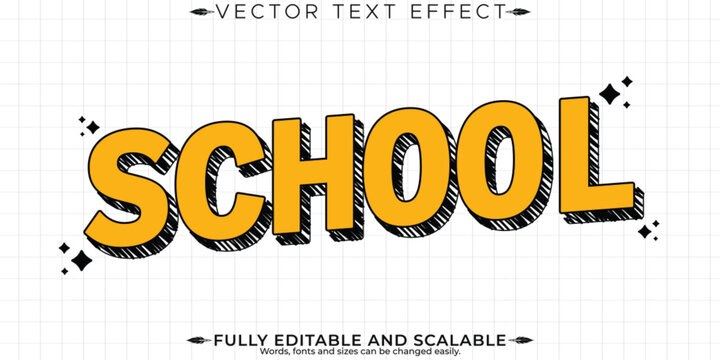 School text effect, editable learn and student text style