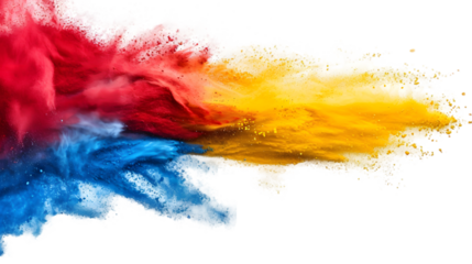 Venezuela flag colours powder exploding on isolated background
