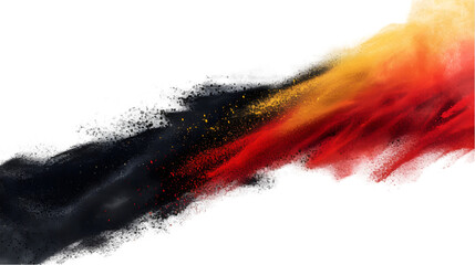 Angola flag colours powder exploding on isolated background