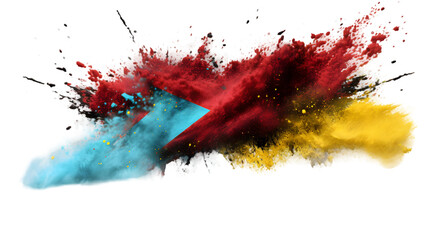 Antigua and Barbuda flag colours powder exploding on isolated background - Powered by Adobe