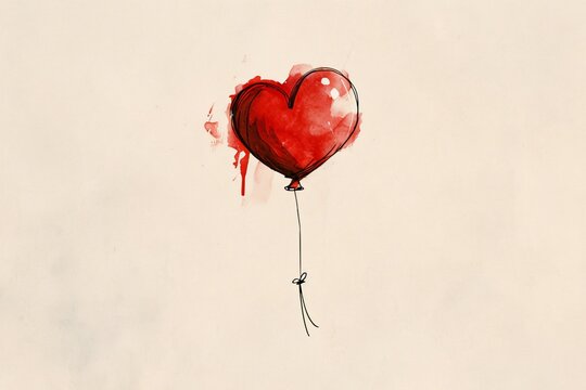a heart shaped balloon with red paint