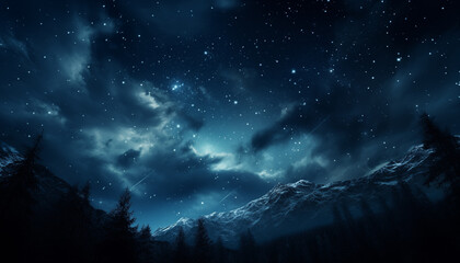 blue starry night sky. background for presentation design.