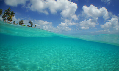 an island with a paradisiacal beach in the Caribbean Sea