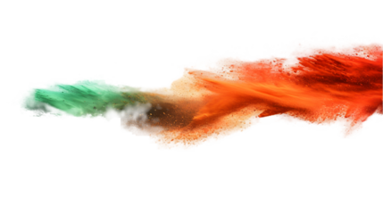 Burkina Faso flag colours powder exploding on isolated background