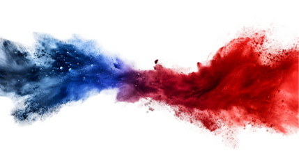 Chile flag colours powder exploding on isolated background