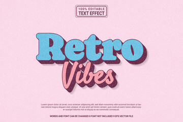 Editable text effect Retro vibes 3d cartoon template style modern premium vector