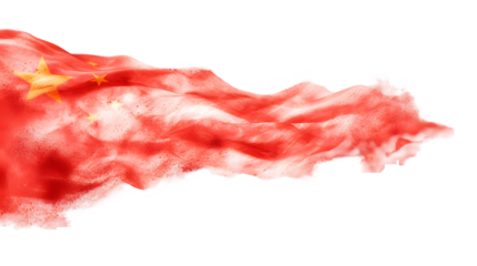 China flag colours powder exploding on isolated background