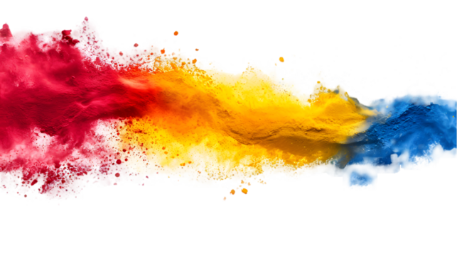 Colombia flag colours powder exploding on isolated background - Powered by Adobe