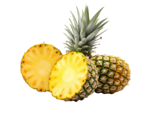 Raw and fresh pineapple isollated on the transparent background