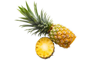 Raw and fresh pineapple isollated on the transparent background