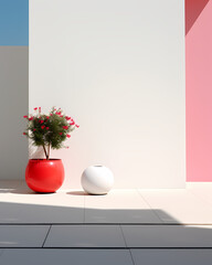 Modern minimalist garden design features clean lines, geometric shapes, and a limited color palette.