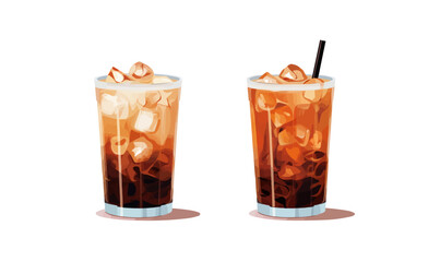 Iced coffee isolated vector style with transparent background illustration