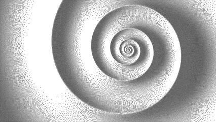 Abstract spiral background in stippling style. Fibonacci spiral background. Golden section. Pointillism. Dotwork. Noisy grainy shading using dots. Vector illustration