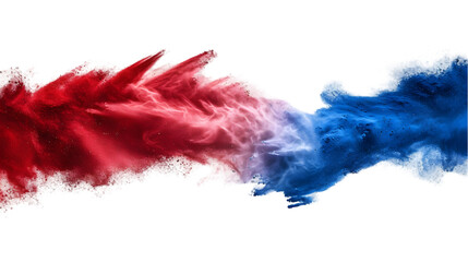 Haiti flag colours powder exploding on isolated background