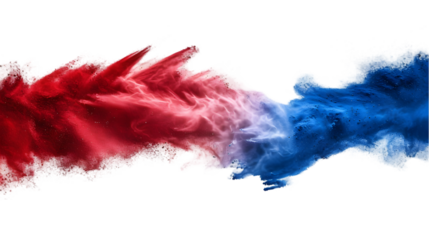 Haiti flag colours powder exploding on isolated background