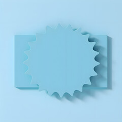 Blank minimal 3d blue sticker sign banner isolated on blue pastel color or cyan background with shadow minimal creative idea conceptual 3D rendering