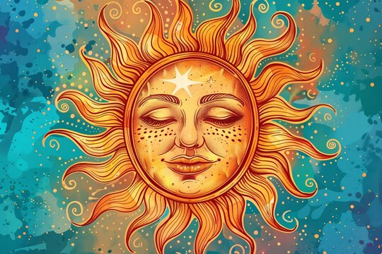 a sun with a face on it