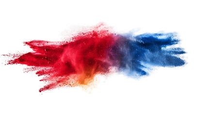 Nepal flag colours powder exploding on isolated background