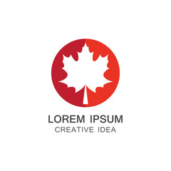 Red Maple leaf logo illustration.