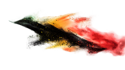 Saint Kitts and Nevis flag colours powder exploding on isolated background