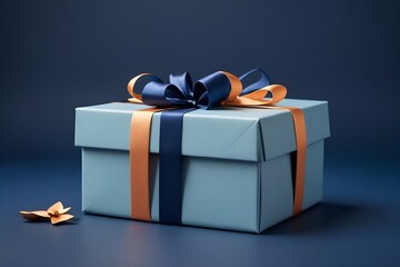 a gift box on a dark blue background 
