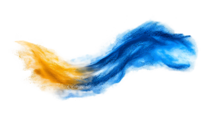 Saint Lucia flag colours powder exploding on isolated background