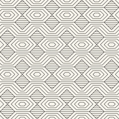 Vector seamless pattern. Repeating geometric elements. Stylish monochrome background design. - 755602343