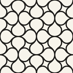 Vector seamless pattern. Repeating geometric elements. Stylish monochrome background design. - 755602570