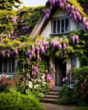 Cottagecore Garden With A Blooming Of Flowers And Beautiful Arrangement