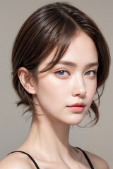 Fototapeta premium Gorgeous Young Female Model - Fashion or Cosmetics Model - Beauty with Perfect Fine Features - Beautiful Smooth Hair