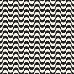 Vector seamless pattern. Repeating geometric elements. Stylish monochrome background design. - 755602794