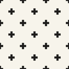 Vector seamless pattern. Repeating geometric elements. Stylish monochrome background design. - 755603502