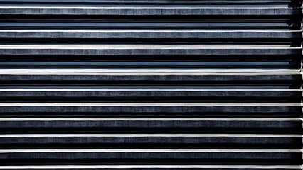 Obraz premium Modern architectural detail featuring rhythmic patterns of black and grey horizontal louvers.