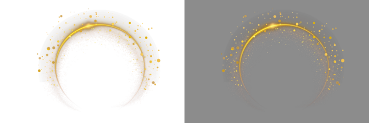 Gold circle png.  Glitter isolated on transparent background.  luxury golden circle and glitter gold lines round contour for banner or logo wedding elements