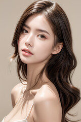 Gorgeous Young Female Model - Fashion or Cosmetics Model - Beauty with Perfect Fine Features - Beautiful Smooth Hair