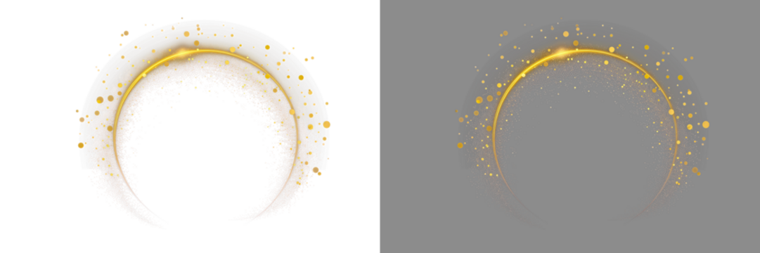 Gold circle png.  Glitter isolated on transparent background.  luxury golden circle and glitter gold lines round contour for banner or logo wedding elements