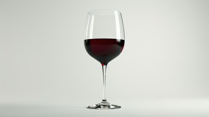 A sleek glass filled with velvety red wine, standing proudly against a pristine white background, capturing the essence of elegance and sophistication.