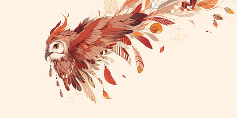 A vibrant vector illustration of a custom designed owl for a t-shirt design, Generative ai.